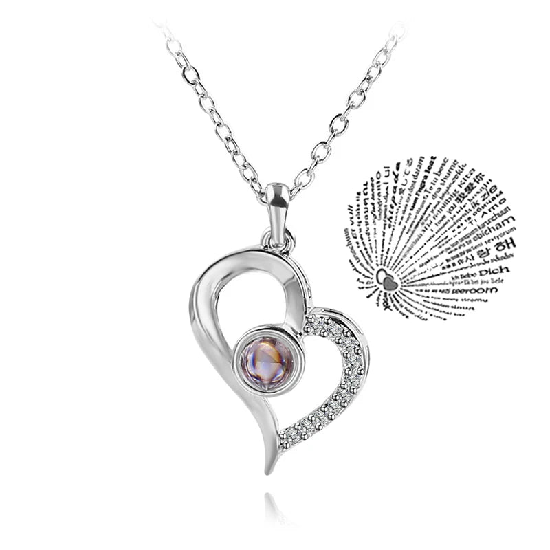 Projection Necklace 100 Languages I Love You Pendant Necklaces for Lover Girlfriend 2022 Creative Couple Romantic Jewelry Gifts