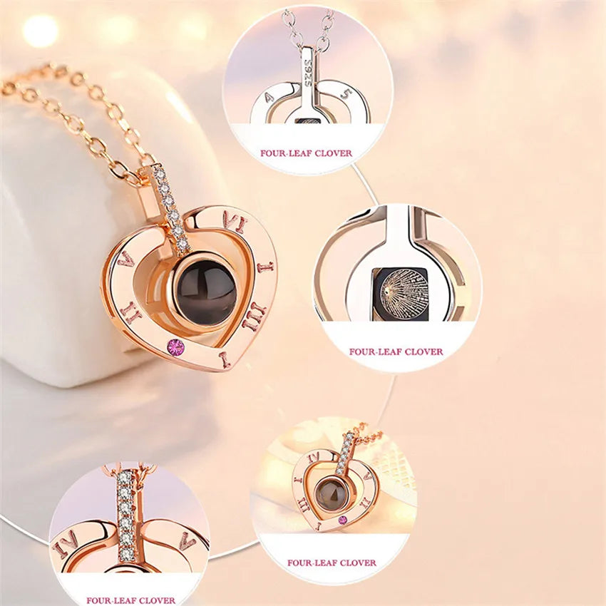 Projection Necklace 100 Languages I Love You Pendant Necklaces for Lover Girlfriend 2022 Creative Couple Romantic Jewelry Gifts