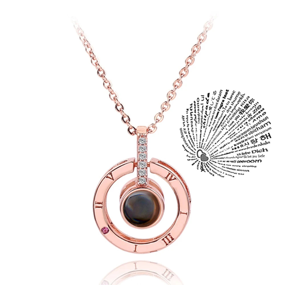 Projection Necklace 100 Languages I Love You Pendant Necklaces for Lover Girlfriend 2022 Creative Couple Romantic Jewelry Gifts