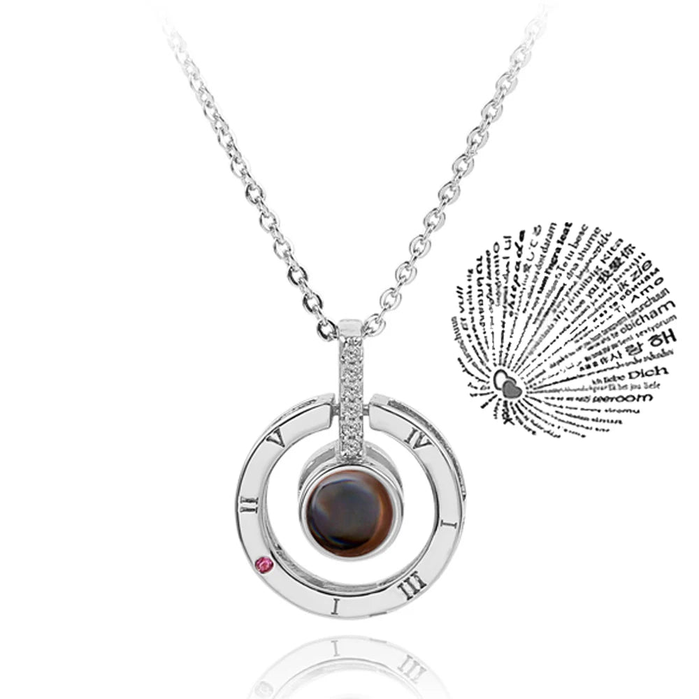 Projection Necklace 100 Languages I Love You Pendant Necklaces for Lover Girlfriend 2022 Creative Couple Romantic Jewelry Gifts