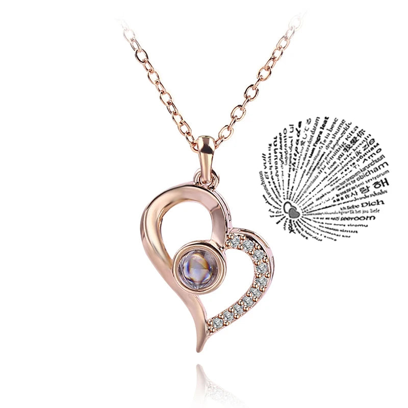 Projection Necklace 100 Languages I Love You Pendant Necklaces for Lover Girlfriend 2022 Creative Couple Romantic Jewelry Gifts