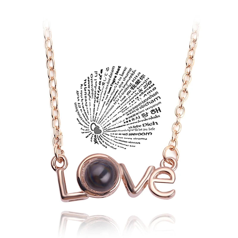 Projection Necklace 100 Languages I Love You Pendant Necklaces for Lover Girlfriend 2022 Creative Couple Romantic Jewelry Gifts