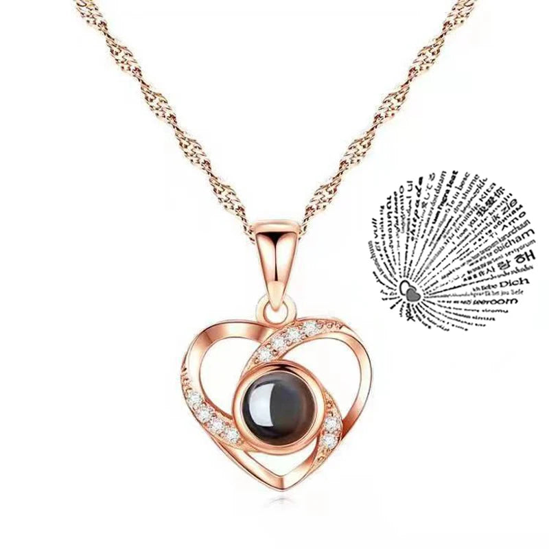 Projection Necklace 100 Languages I Love You Pendant Necklaces for Lover Girlfriend 2022 Creative Couple Romantic Jewelry Gifts