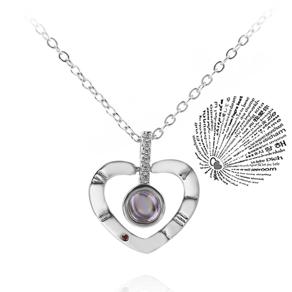 Projection Necklace 100 Languages I Love You Pendant Necklaces for Lover Girlfriend 2022 Creative Couple Romantic Jewelry Gifts