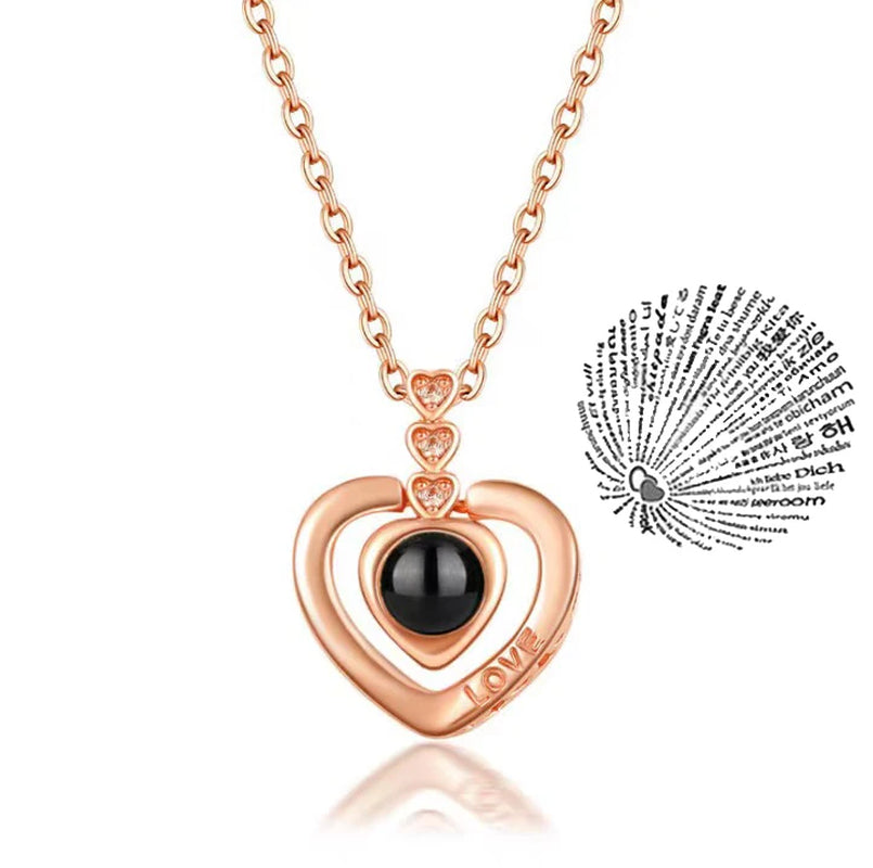 Projection Necklace 100 Languages I Love You Pendant Necklaces for Lover Girlfriend 2022 Creative Couple Romantic Jewelry Gifts
